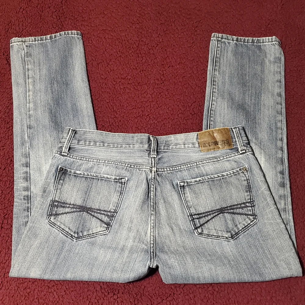 Express Rocco Slim Fit Skinny Leg Jeans Dark BlueWash MenSz33x30(actl.sz36x28.5)